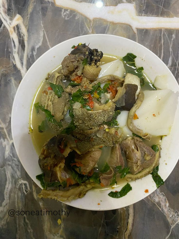 YAM PEPPER SOUP WITH GOAT MEAT