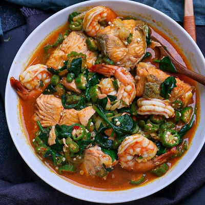 SEA FOOD OKRO AND VEGETABLE SOUP